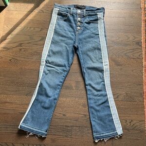 Veronica Beard Woman’s Carolyn Tuxedo Stripe Baby Boot Blue Crop Jeans Size 27